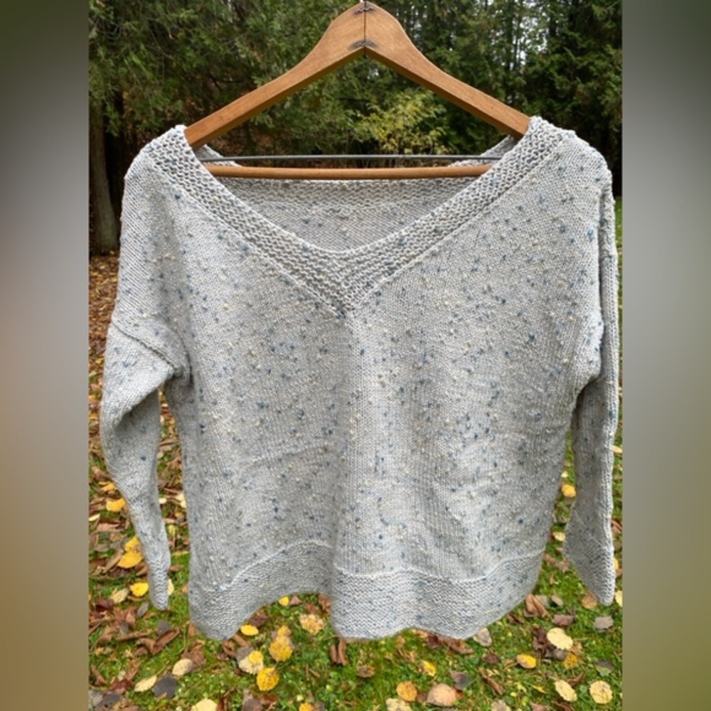 Ladies V-Neck Hand Knit Sweater